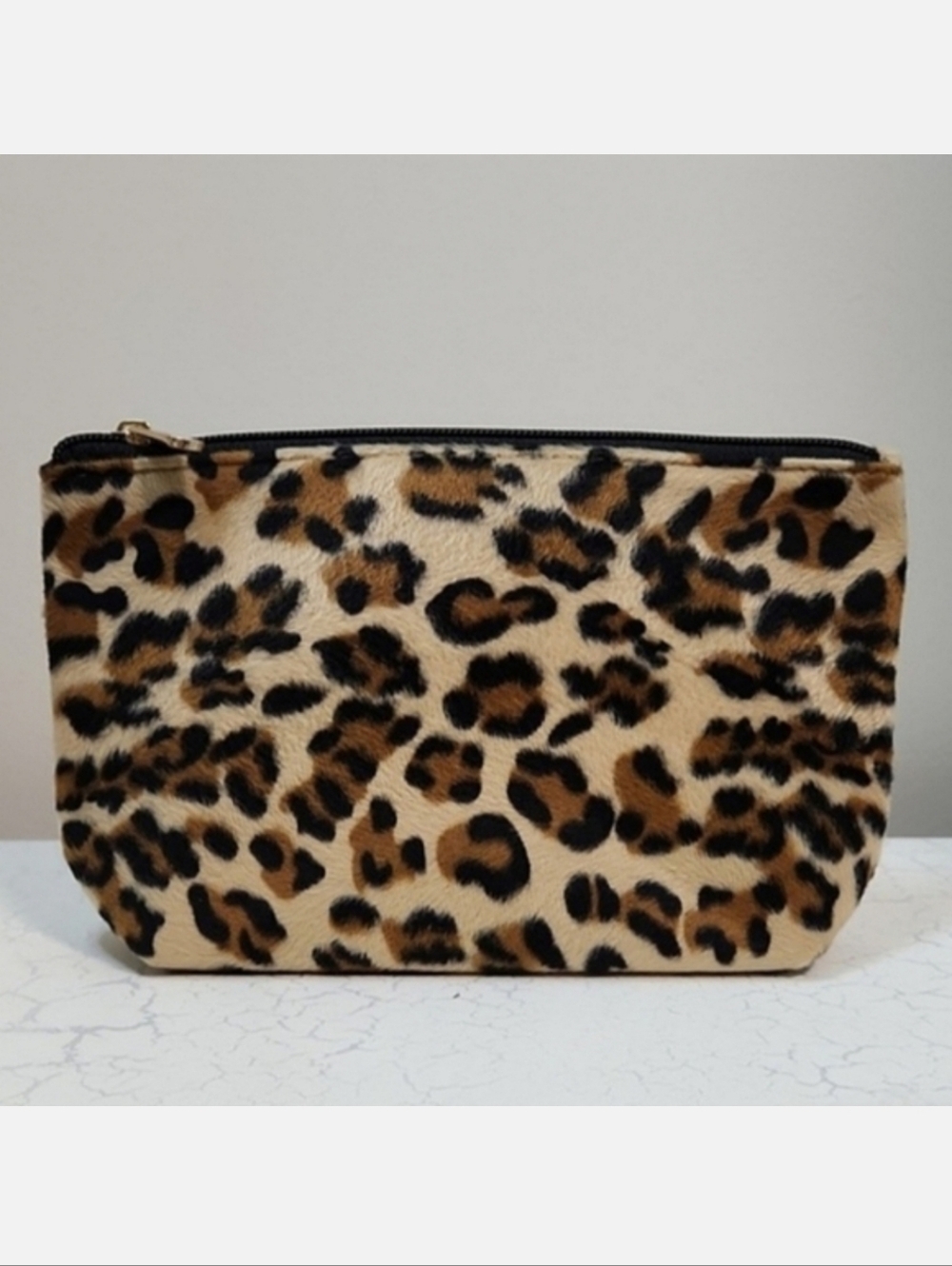 🔥FINAL💲⬇️Marc Cain Fuzzy Leopard Print Cosmetic Pouch ~ NWT